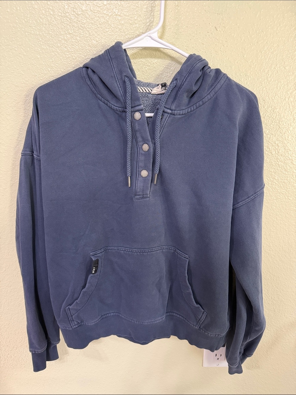 Roxy Navy Snap-Placket Hooded Sweatshirt
